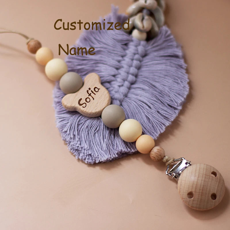 Custom name pacifier bead Silicone and Wooden dummy