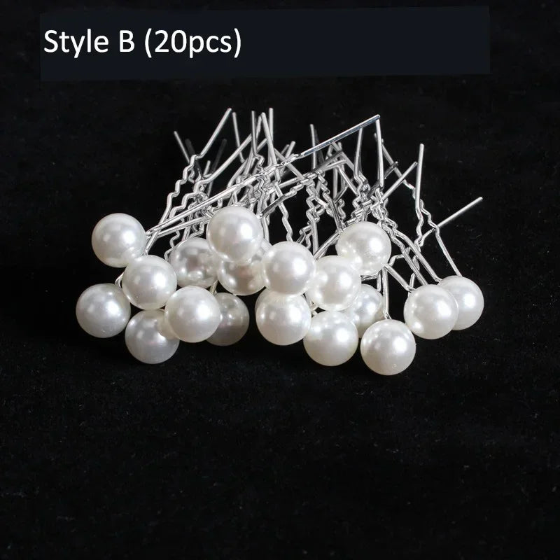 Elegant Pearl Crystal Hairpin 20pcs
