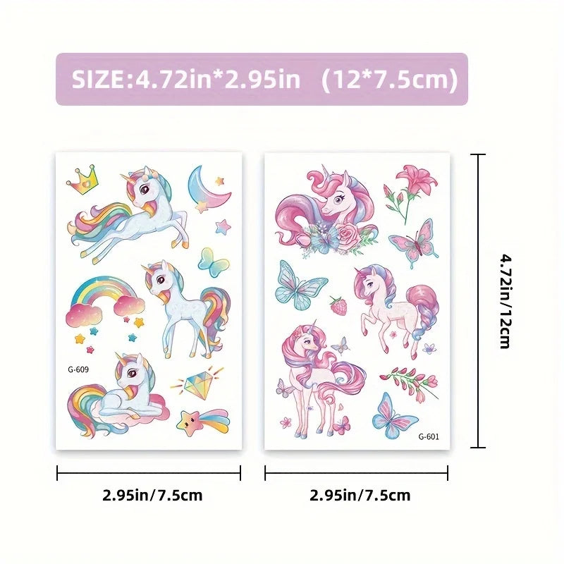 Glitter Unicorn tattoos 12 pc