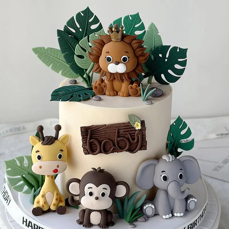 Jungle Safari Animal Cake Topper Set