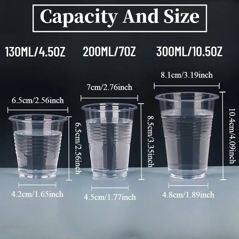 50/100PCS Clear Disposable Plastic Cups