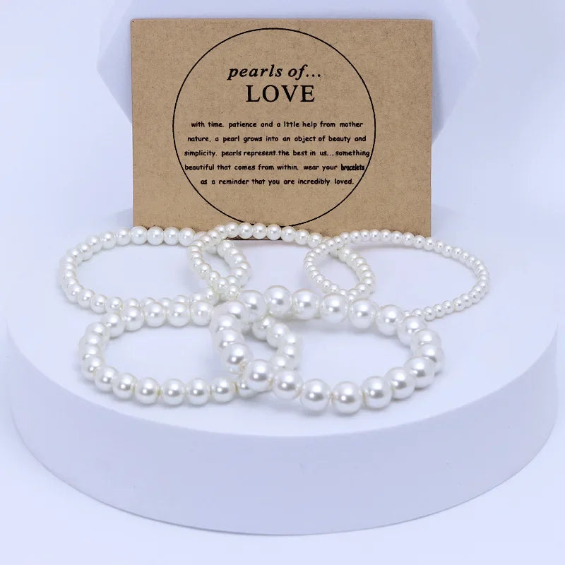 Girth Elastic Bracelet 5-10mm Imitation Pearl 18cm
