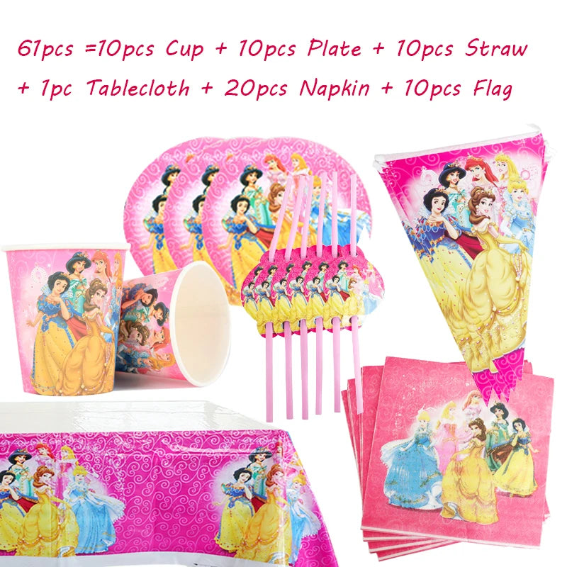 Princess Party Tableware Set – Plates, Cups & Napkins