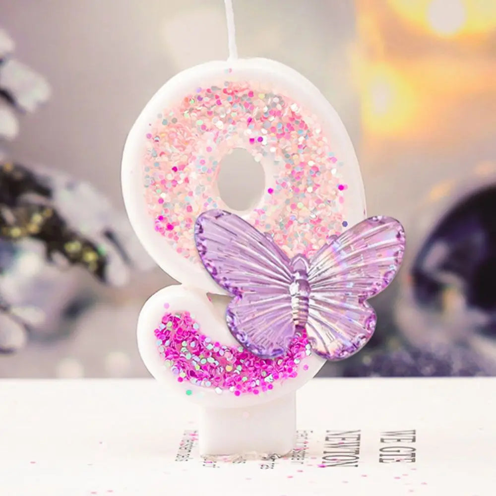 0–9 Purple Butterfly Number Candles