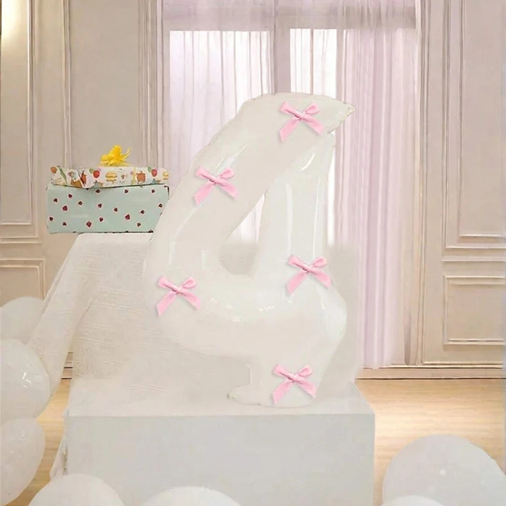 Pink Bow balloons number