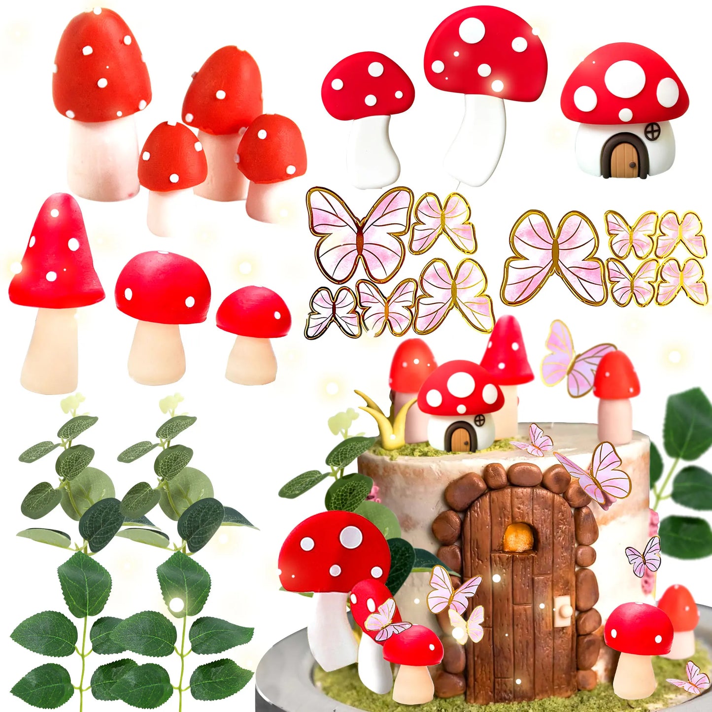 LaVenty Mushroom house cake decoration