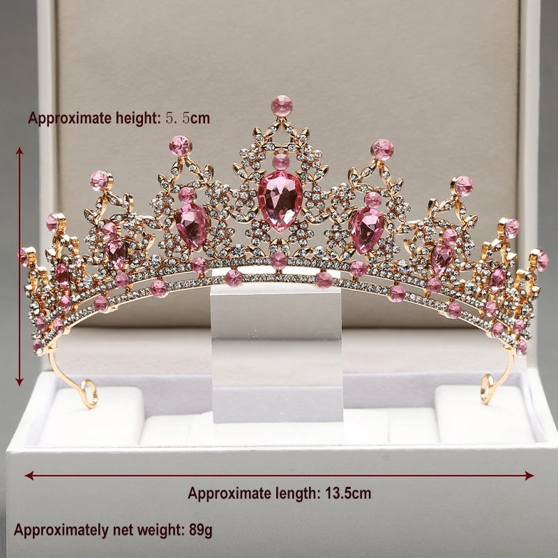 Zitania bridal pink-colour lady crown