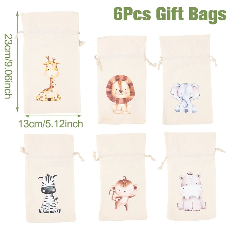 Animal character Gift Bags for Party 6pcs
