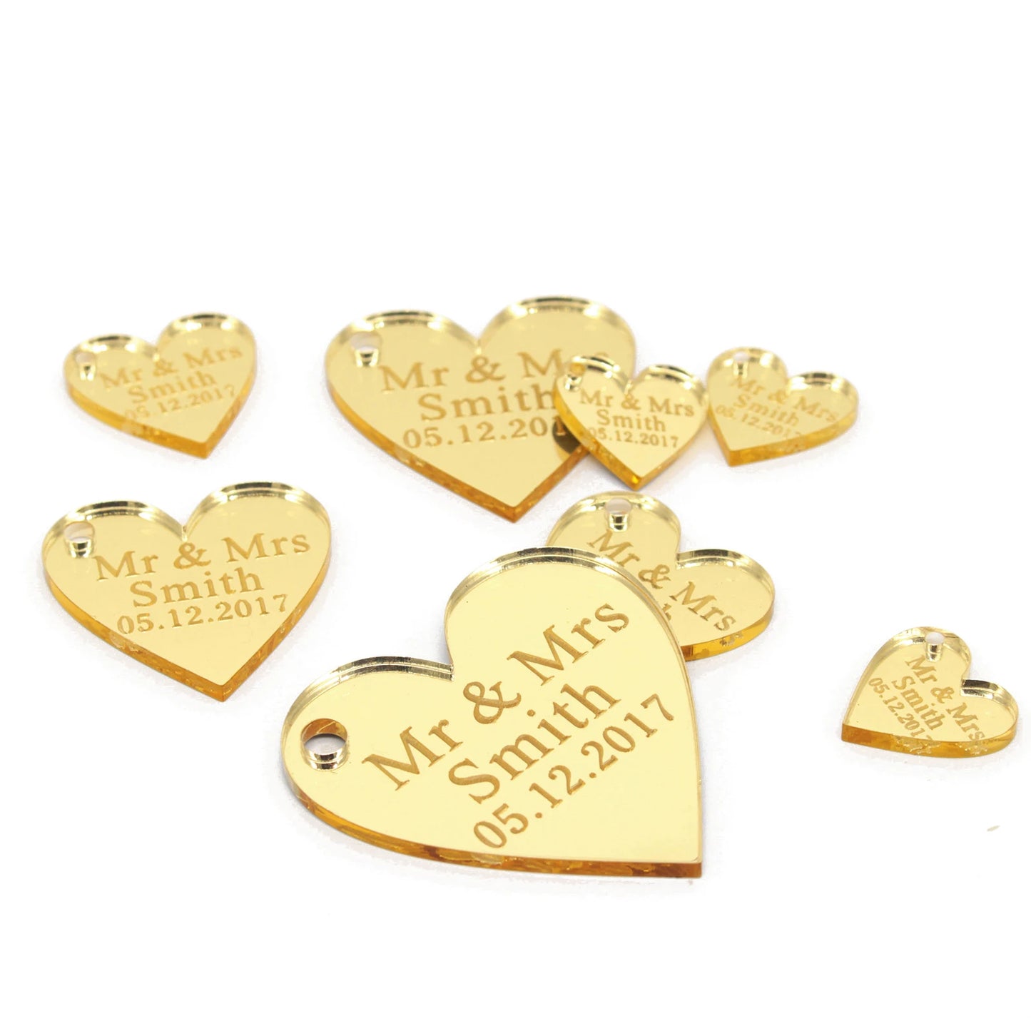 Engraved personalized name Love Heart tag 30/50/100pcs