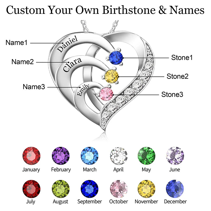 Personalized name hearts pendant necklace