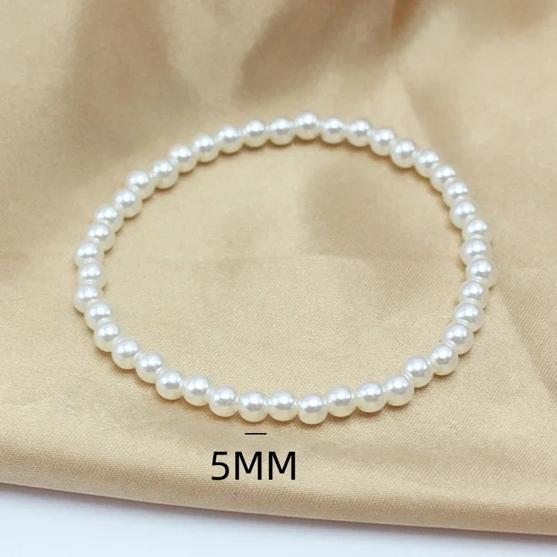 Girth Elastic Bracelet 5-10mm Imitation Pearl 18cm