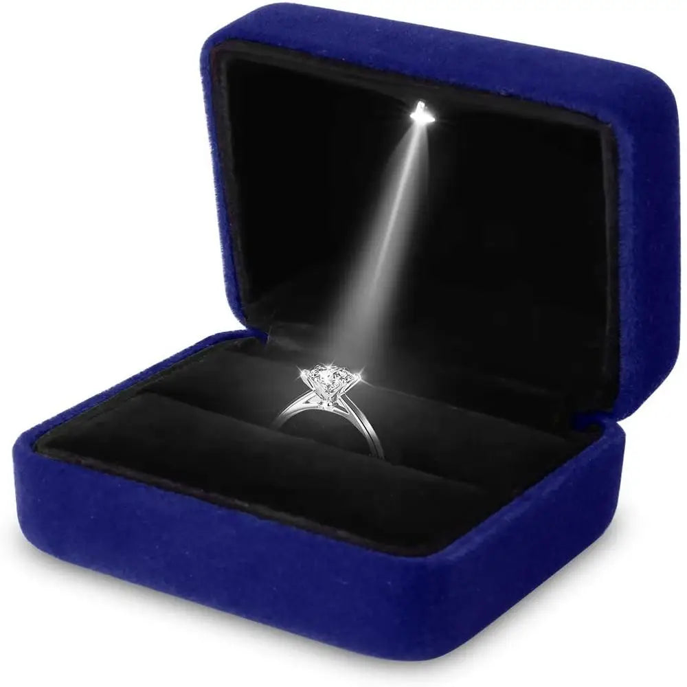 LED Light double rings box for wedding