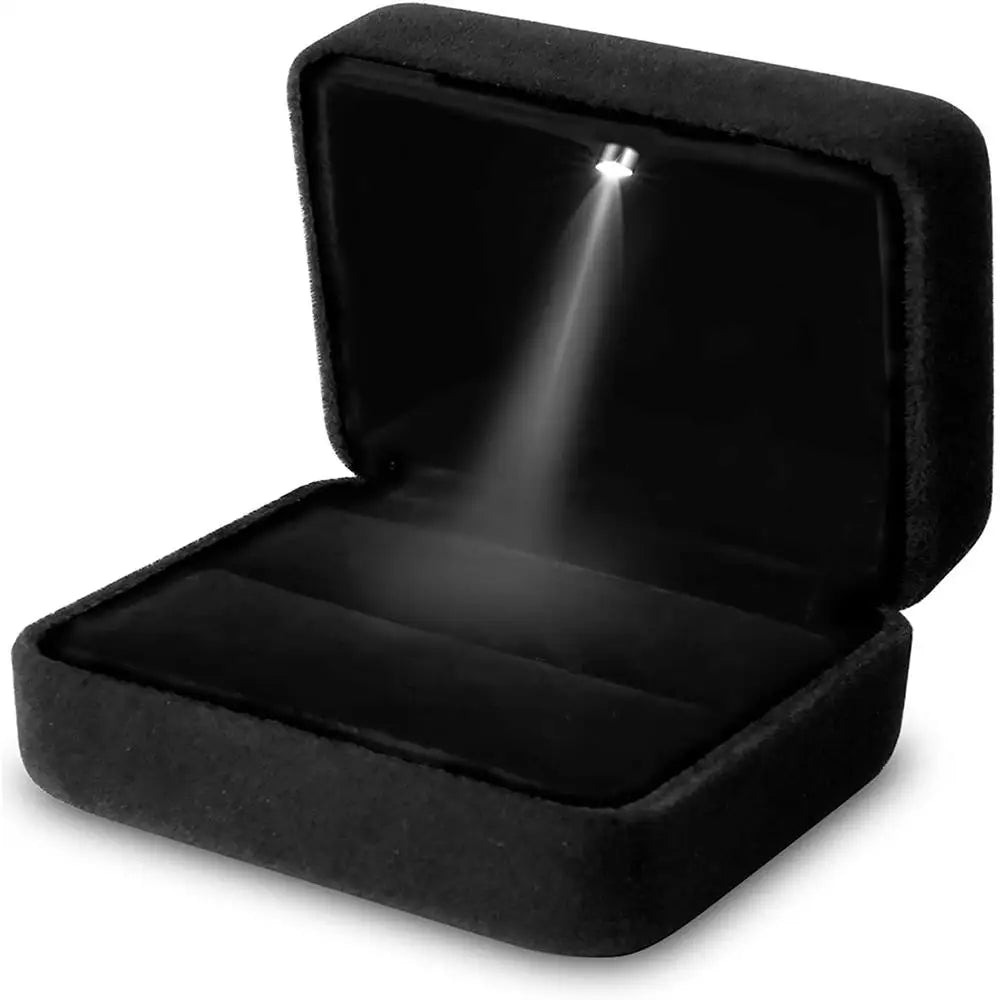 LED Light double rings box for wedding