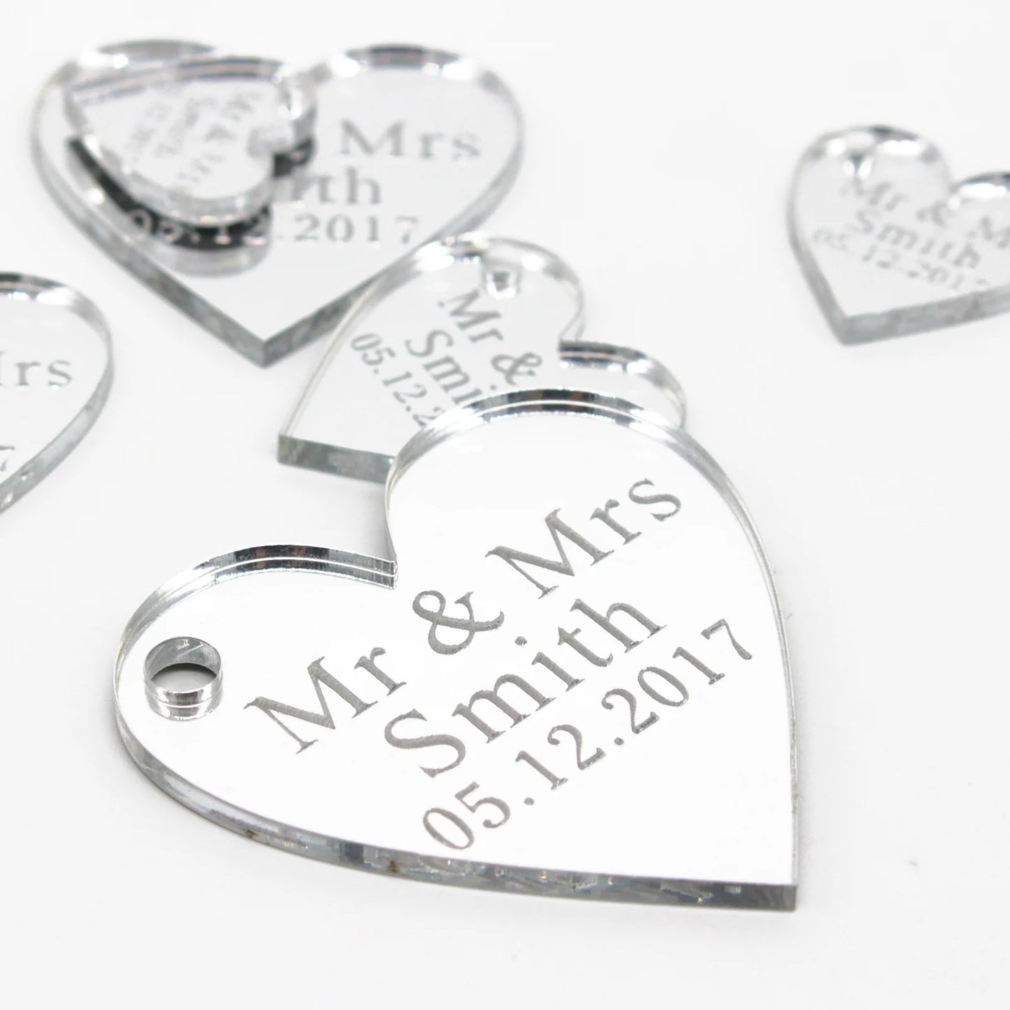 Engraved personalized name Love Heart tag 30/50/100pcs
