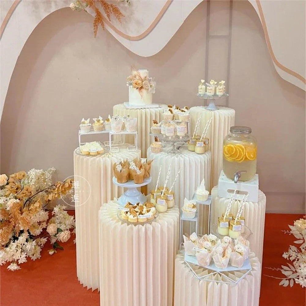 Cylinder folding stand for decoration