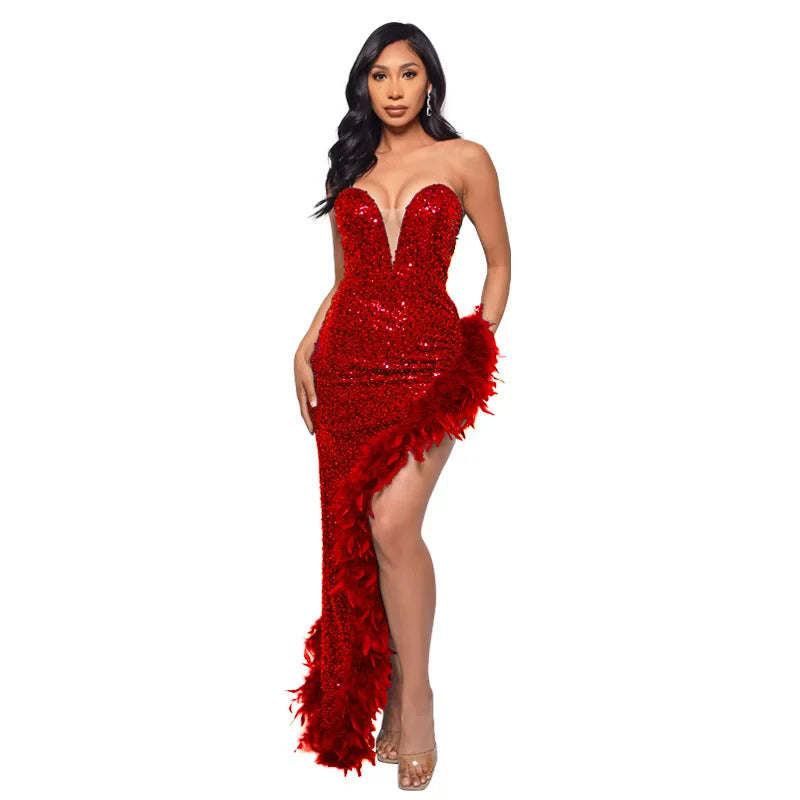 Dillma Sequin Feather Dress