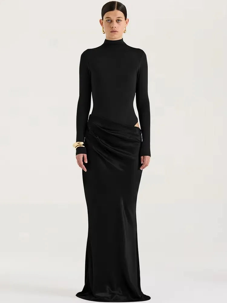 Julia Satin Hollow Out Maxi Dress