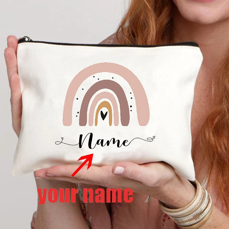 Rainbow custom name makeup bag