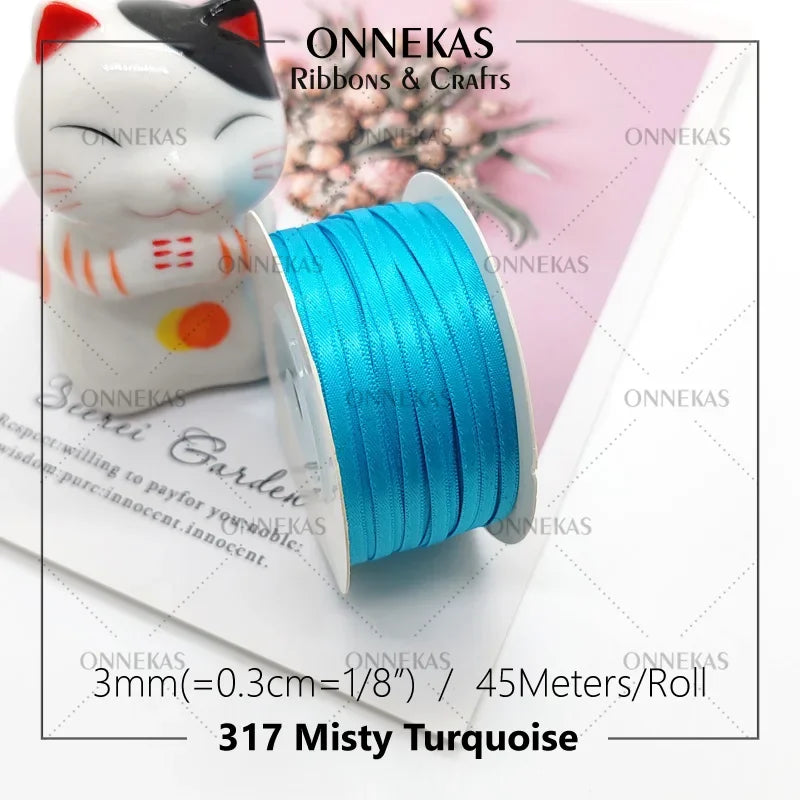 Satin ribbon 100% polyester (45M) 3mm