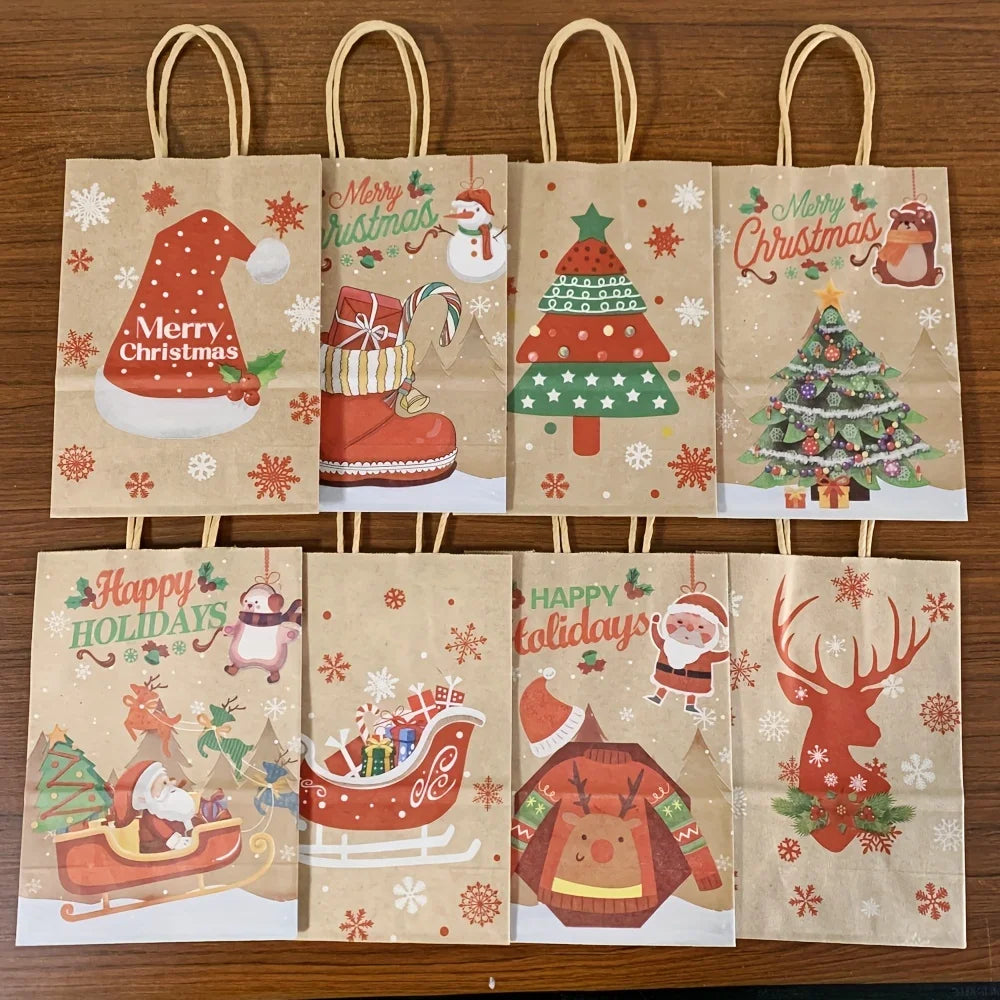 Christmas Kraft Paper Gift Bags