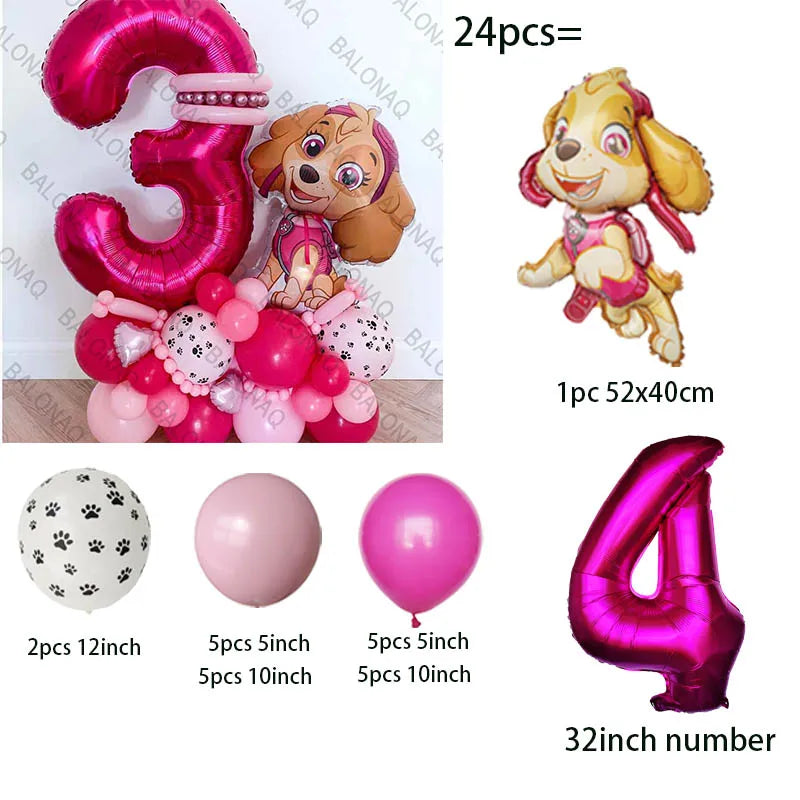 Pink PAW Patrol Balloon Number 24pcs