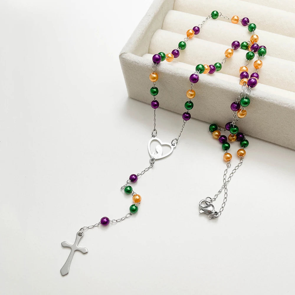 Virgin Mary Cross Rosary Pendant for spiriti pray , necklace