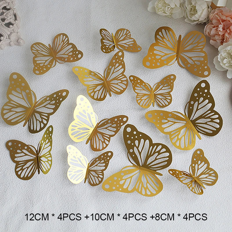 Rose gold foldable Butterfly cake toppers 12pcs
