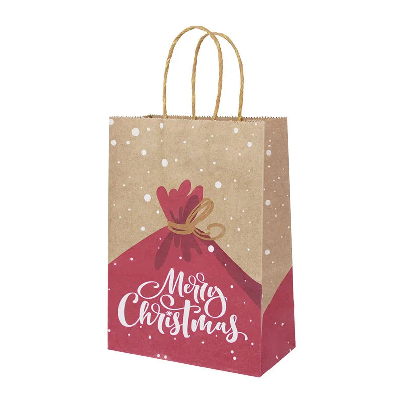 5pcs Christmas Kraft Gift Bags – Santa & Snowman