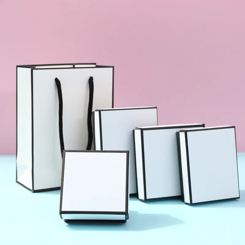 12pack White Black cardboard jewelry boxes 7x9x3cm