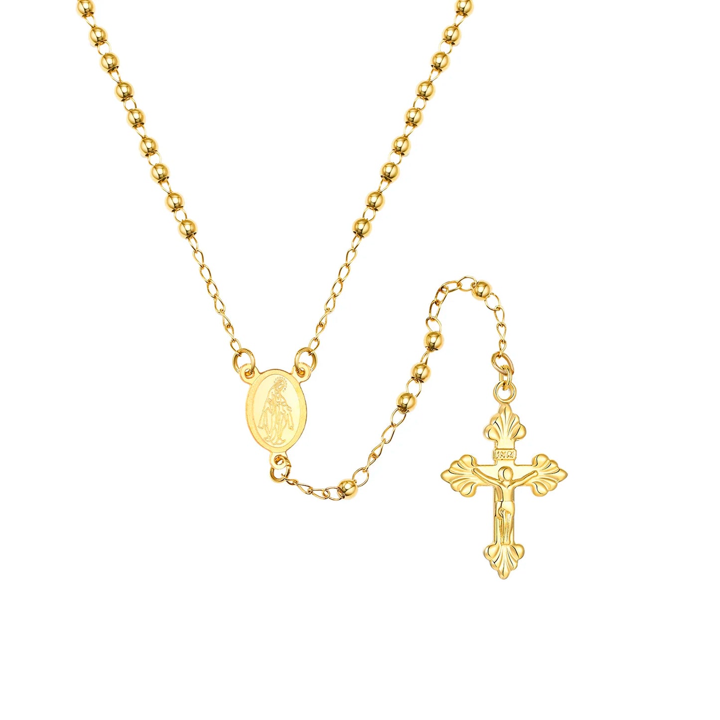 Virgin Mary Rosary & Cross of Jesus necklace