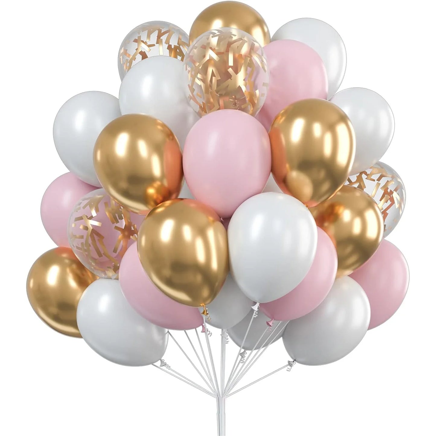 Metallic Gold Pearl White Latex Balloons 30Pcs 12 Inch