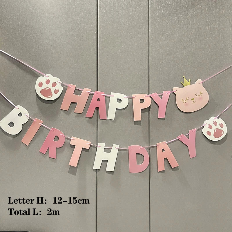 Pink crown cat foil balloon
