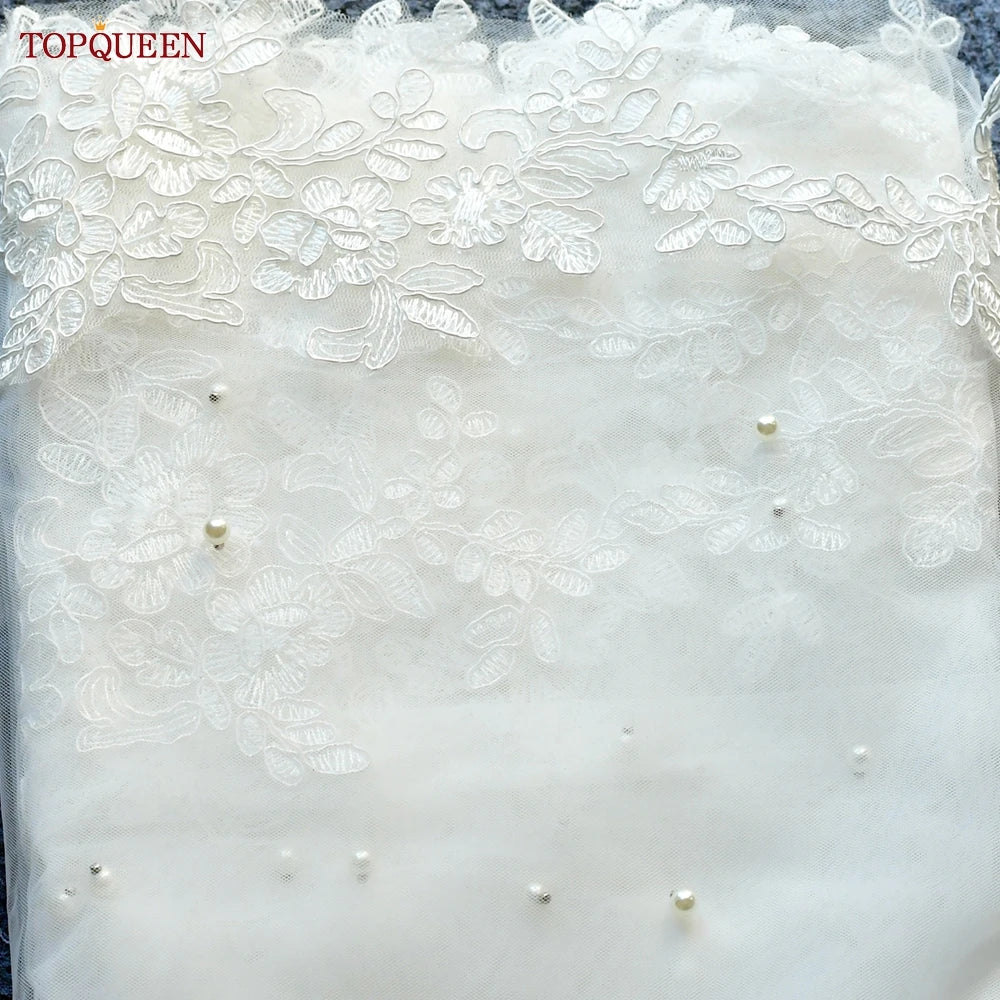 White ivory long veil 1 tier