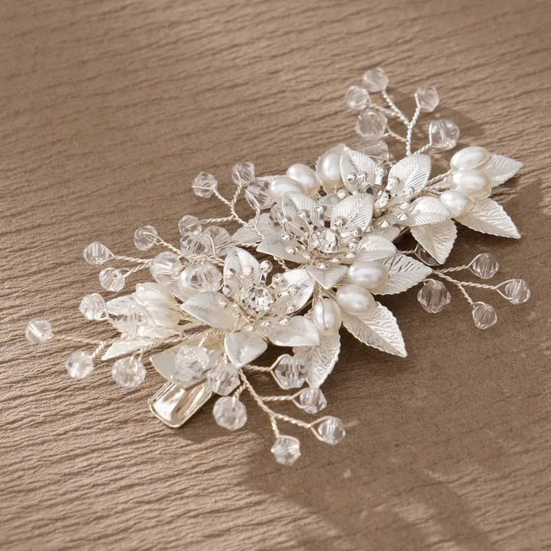 Pearl Flower Clip Silver