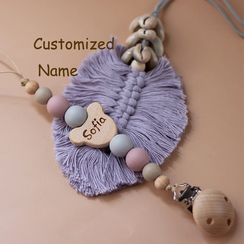 Custom name pacifier bead Silicone and Wooden dummy