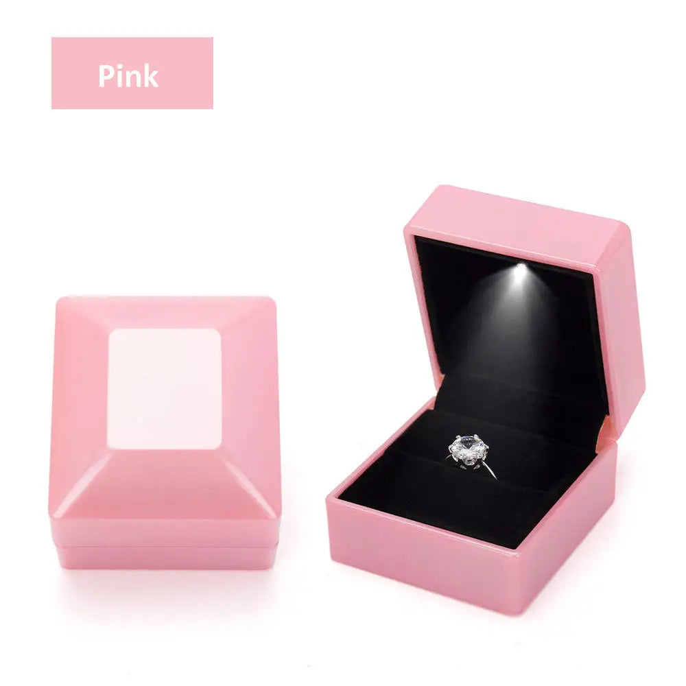 LED Light double rings box for wedding