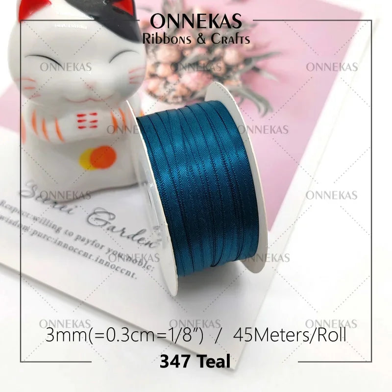 Satin ribbon 100% polyester (45M) 3mm
