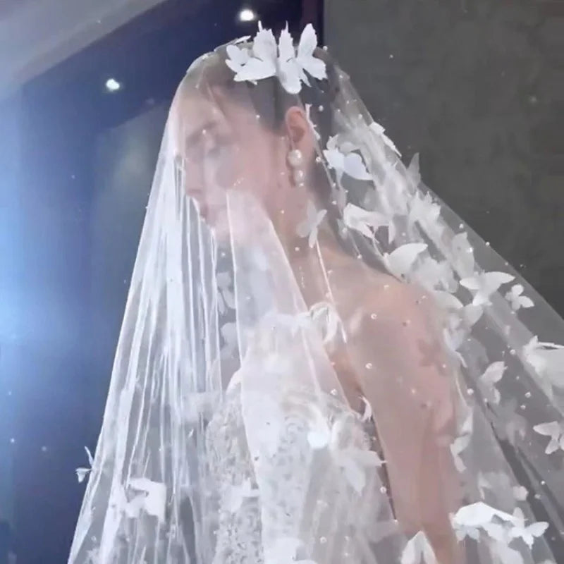 Bride veil bow pearl without combs