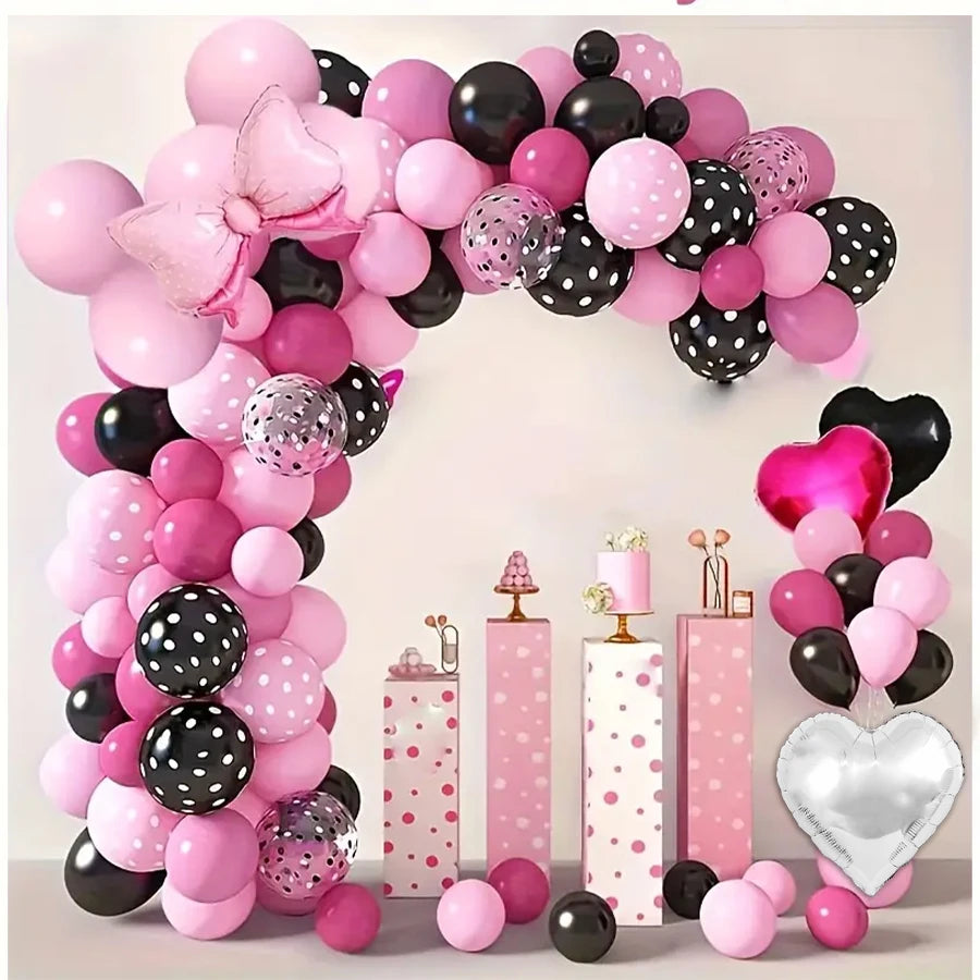 Pink & Black theme balloon arch