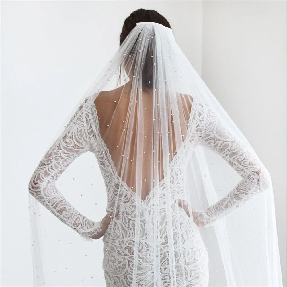 Pearls Bridal Veil Soft 1 Tier