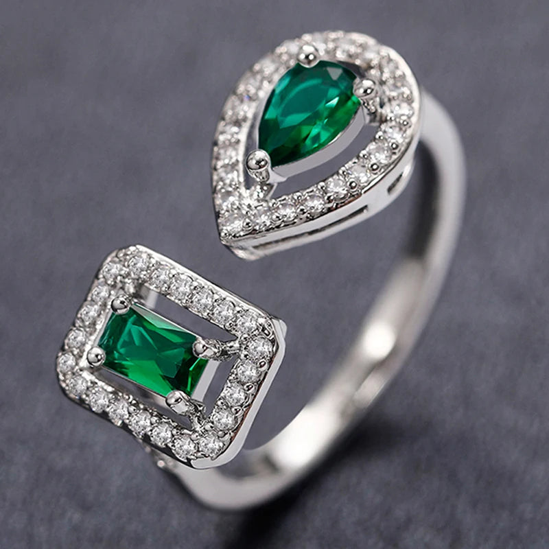Lizza ring green Pear-shaped crystal