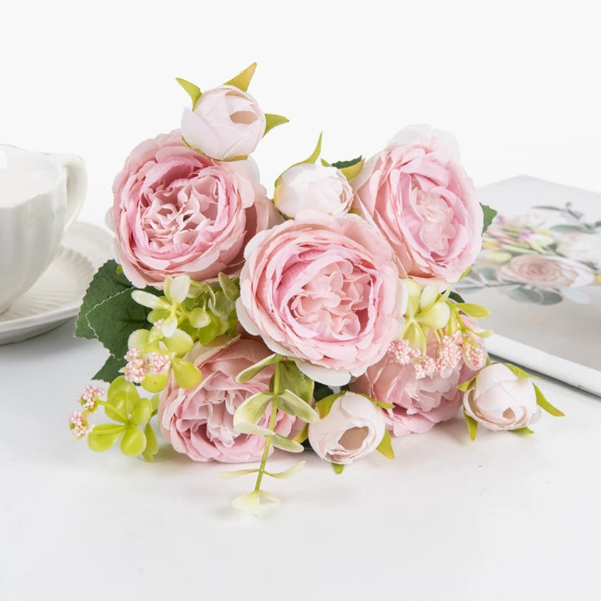Artificial flowers fake white Peonies bouquet