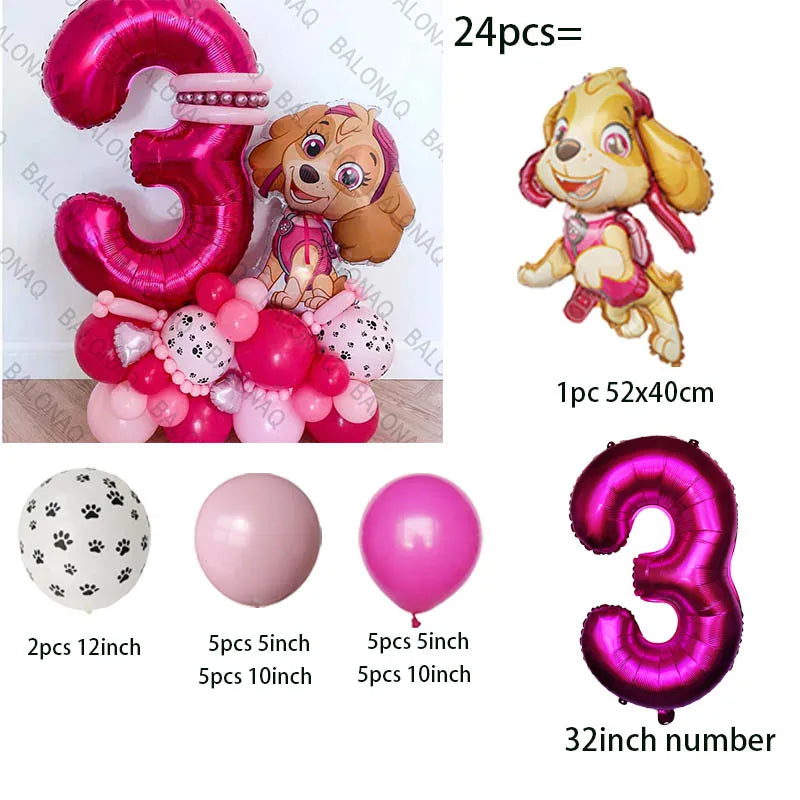 Pink PAW Patrol Balloon Number 24pcs