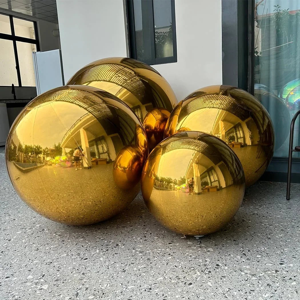 Gold inflatable mirror ball double layer balloon