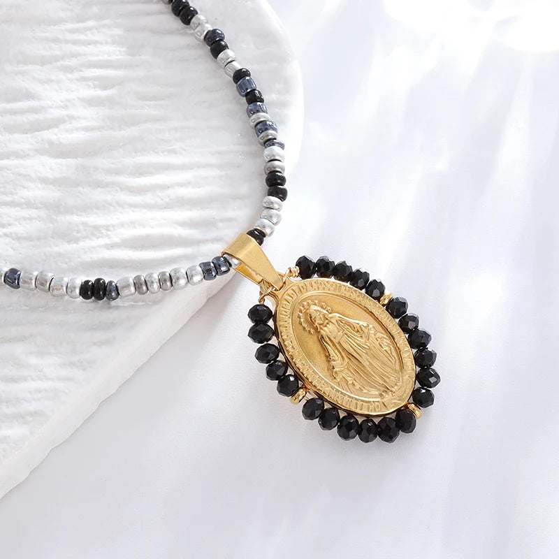 Catholic virgin Mary pendant necklace