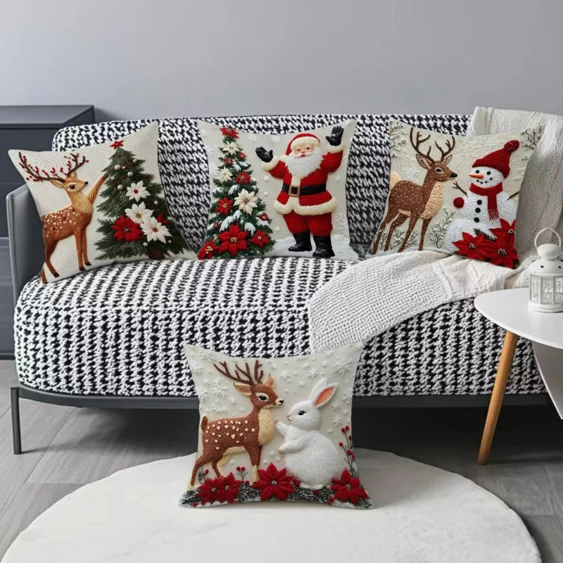 4PCS Christmas Linen Pillowcase Set