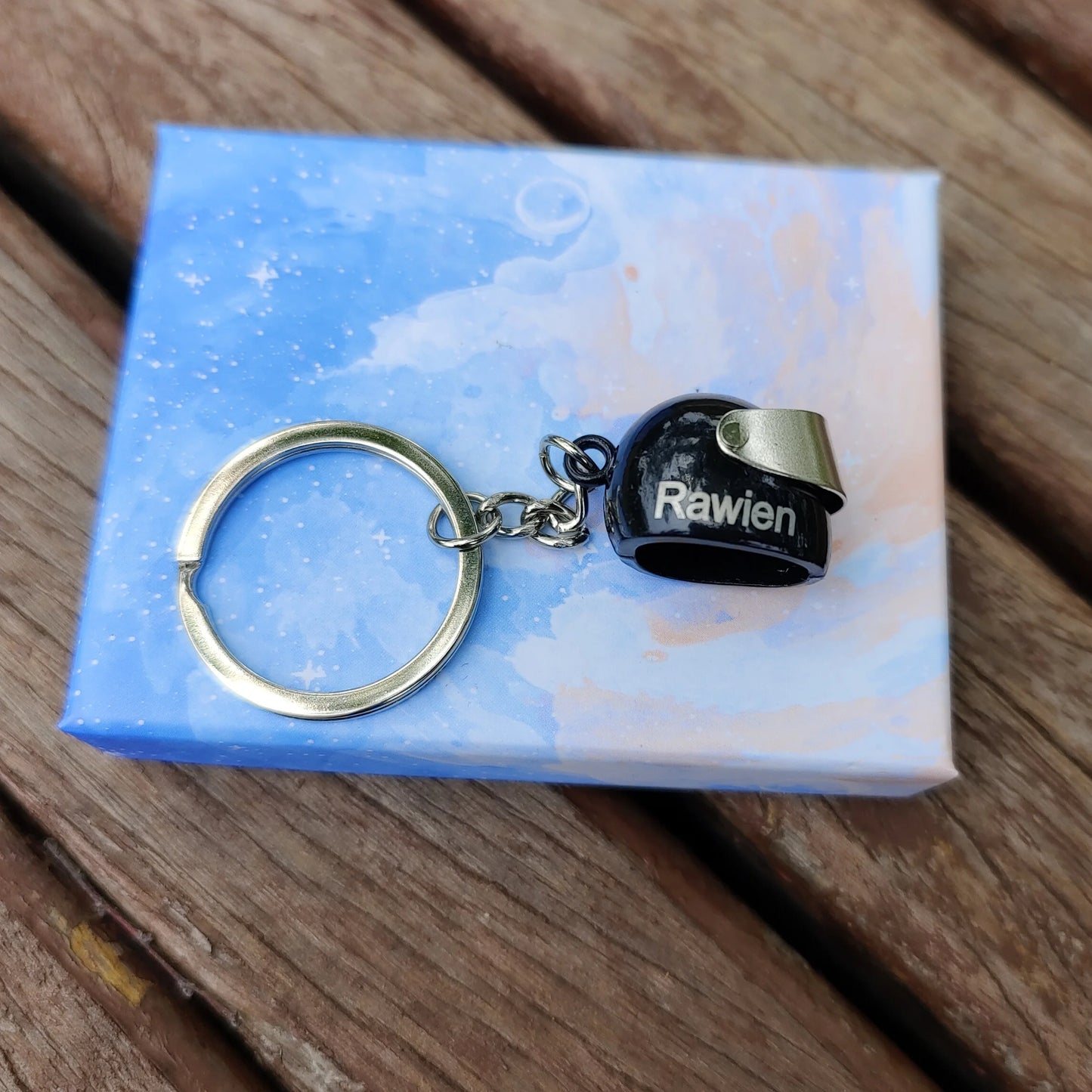 Personalized name motorcycle helmets keychain