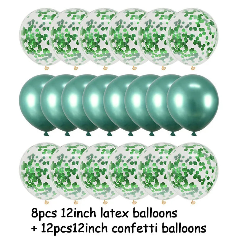 Jungle party green latex balloons