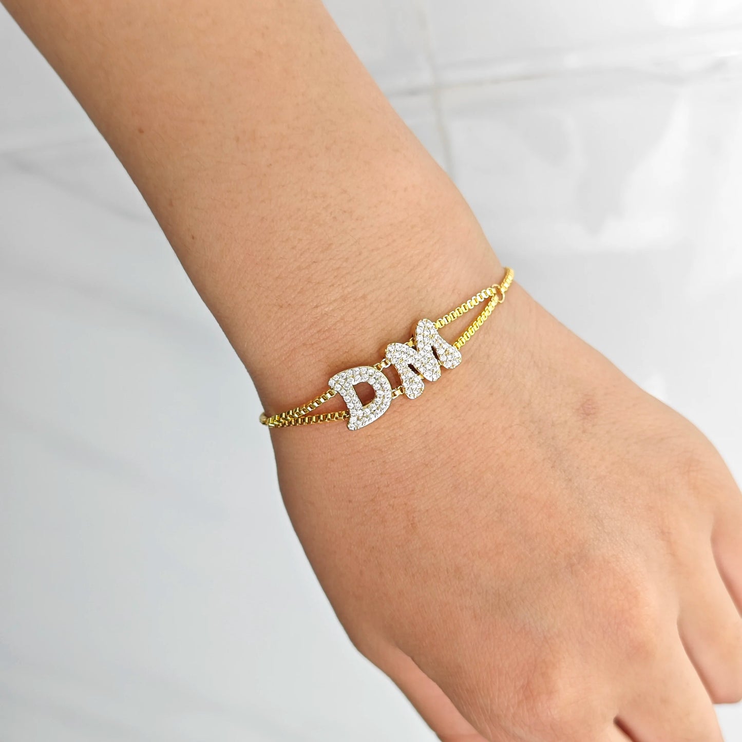 Sivana Doubel Crystal Zircon name customized Bracelets