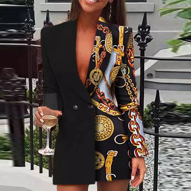 Bianka Colorblock Sequin Blazer Mini Dres